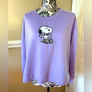 Peanuts, women’s lavender sweatshirt, size large